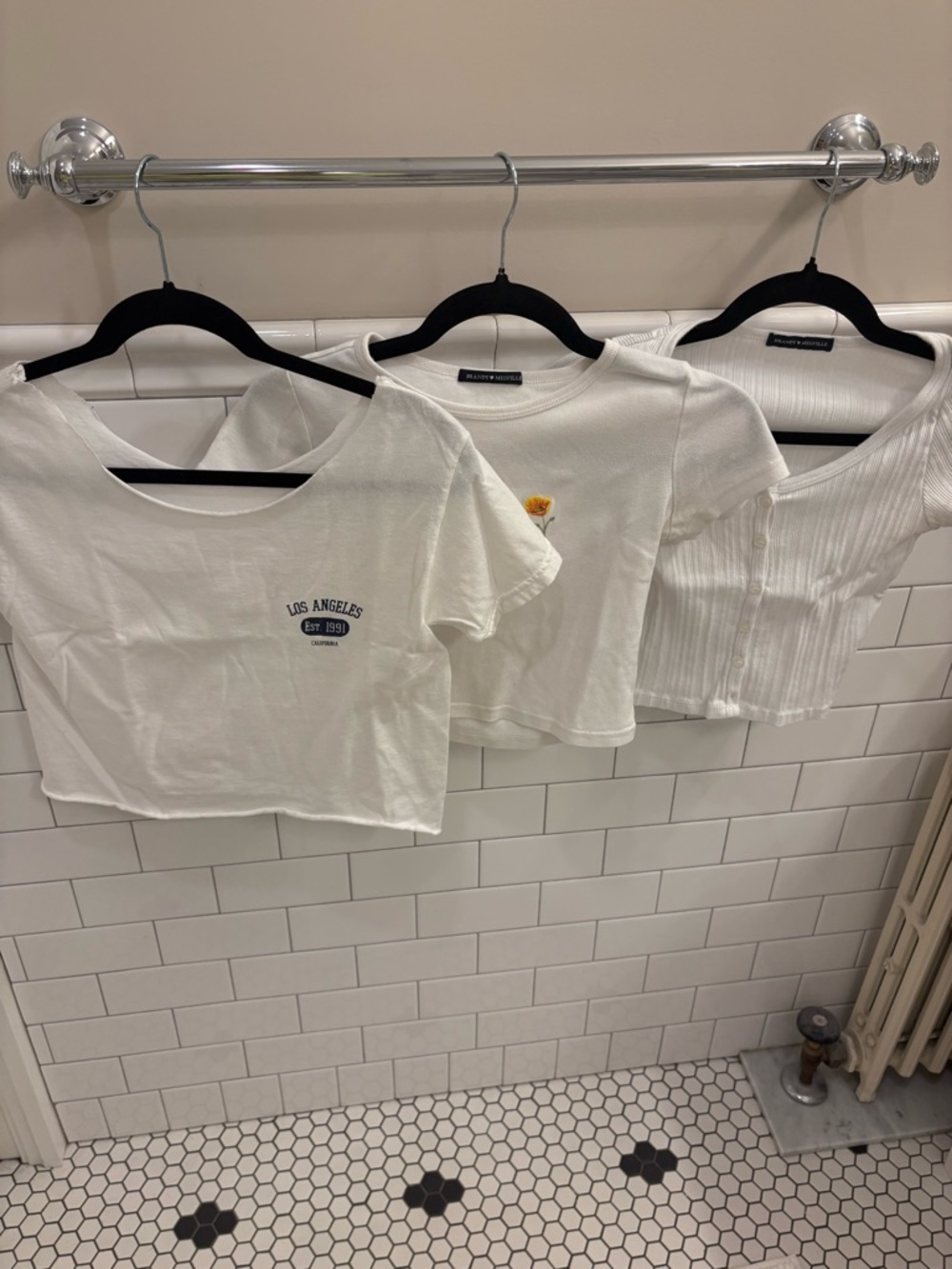 Brandy Melville set of three white tops. Summer t- shirts. Zelly, Ashlyn, Robin